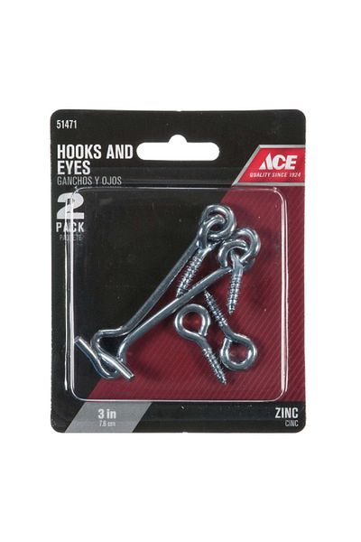 ACE 2-Piece Easy to Install Zinc Plated Steel Gate Hook and Eye Silver 3inch