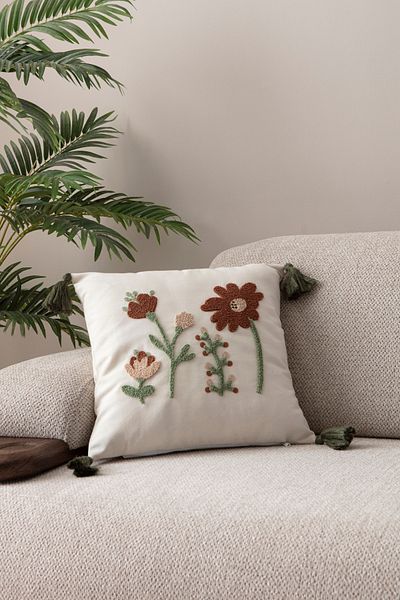 BUGİ HOME COLLECTİON Калъфка за възглавница Comfort Punch с шарки, квадратна, декоративна, бохемска, бродирана, за диван, 45x45