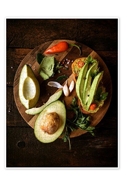 Jeronkarji Ahşap Tahta Üzerinde Avokado Ekmeği 500 Parça Puzzle Yapboz Mutfak Temalı Yetişkinler için