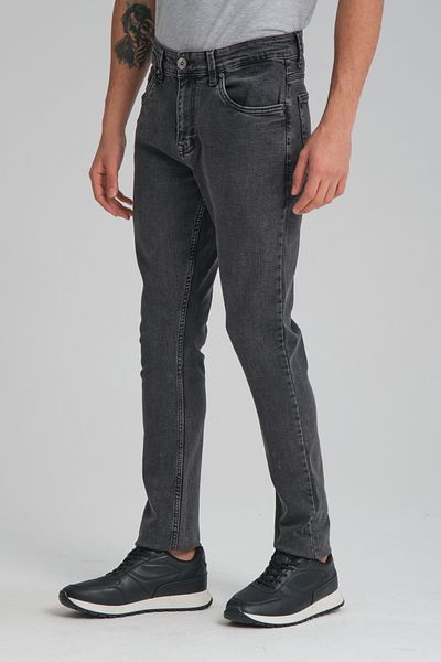 muzzo jeans Pantaloni slim din denim gri deschis cu talie înaltă