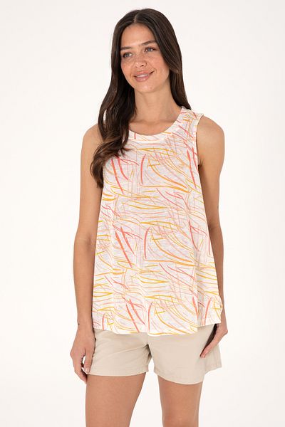 U.S. Polo Assn. Women's Orange Patterned Sleeveless Crew Neck T-Shirt 50300782-Vr202