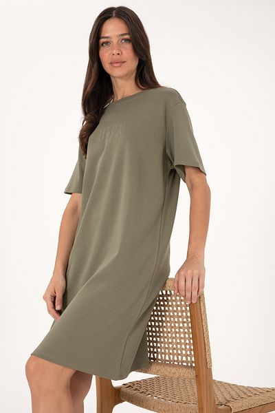 U.S. Polo Assn. Women's Dark Khaki Crew Neck Mini Length Knitted Dress 50306431-Vr111