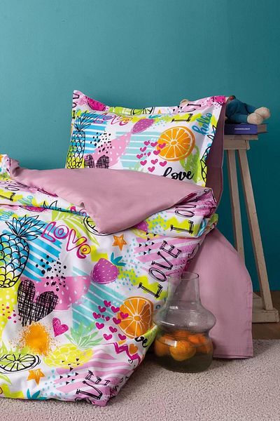 İssimo Home طقم غطاء لحاف فردي من القطن الساتان الرقمي من Issimo Home Lemonade 210 TC (83 خيط)