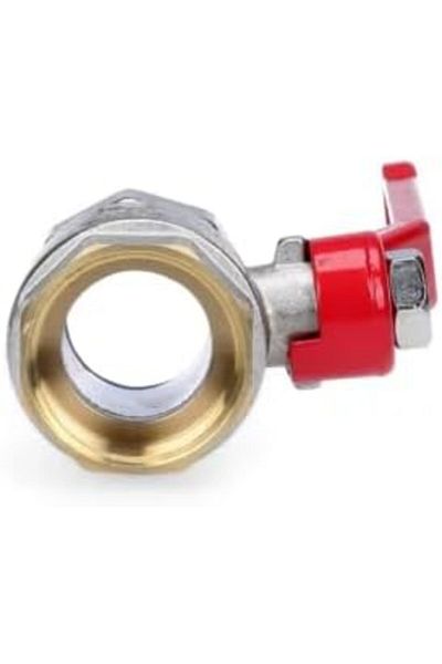 Reef Brass Ball Valve, 1-1/4 Inch, Red Handle, Silver Body, Durable, Reliable Plumbing Valve