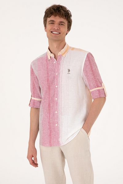 U.S. Polo Assn. Ανδρικό μακρυμάνικο πουκάμισο σκούρο χακί 50305465-VR111