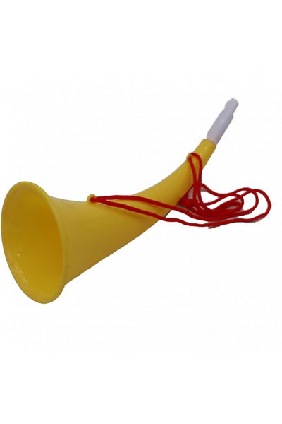 dalimag Curved Horn, Vuvuzela, Horn Type, For Parties, Events, Yellow, White Tip, 27 cm