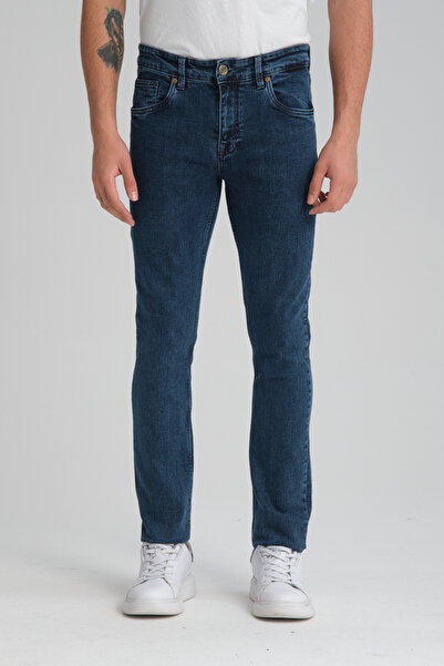 muzzo jeans Slim Fit Snow Washed Σκούρο Μπλε Τζιν Παντελόνι