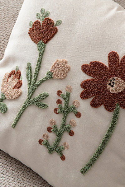 BUGİ HOME COLLECTİON Comfort Punch Pattern Throw Pillow Cover Square Decorative Bohemian Embroidered Sofa Pillowcase Poncho 45X45