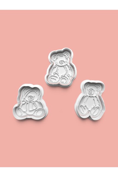 AKTASTORE مجموعة من 3 قوالب بسكويت تيدي بير اللطيفة وقوالب عجينة السكر