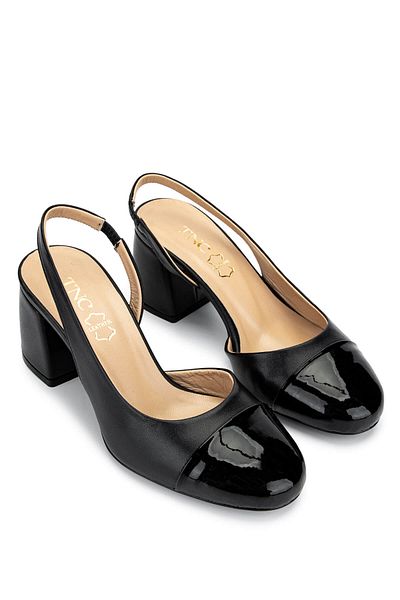 Tamer Tanca Women's Genuine Leather Black Patent Leather High Heels