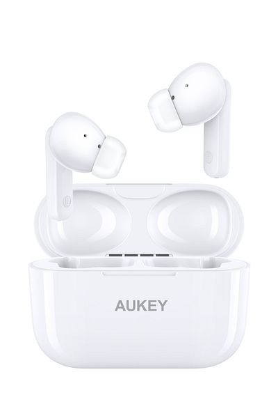 AUKEY سماعات أذن لاسلكية حقيقية، BT5.2، مقاومة للماء IPX5، عمر بطارية 22 ساعة، وزن 4 جرام، EP-M1S، أبيض