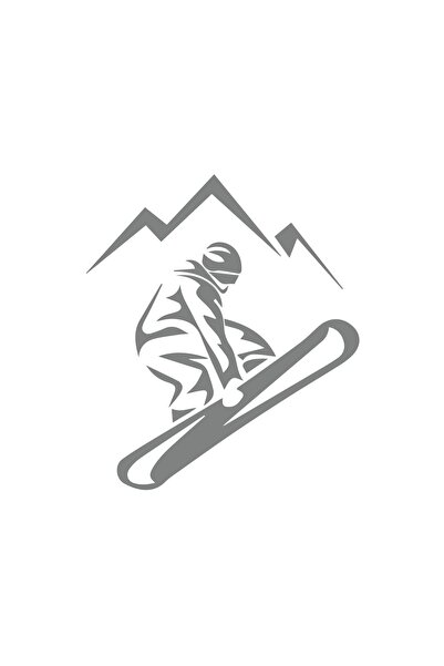 Reysa Tasarım ملصق تزلج على الجليد مقاس 17 × 17 سم باللون الرمادي