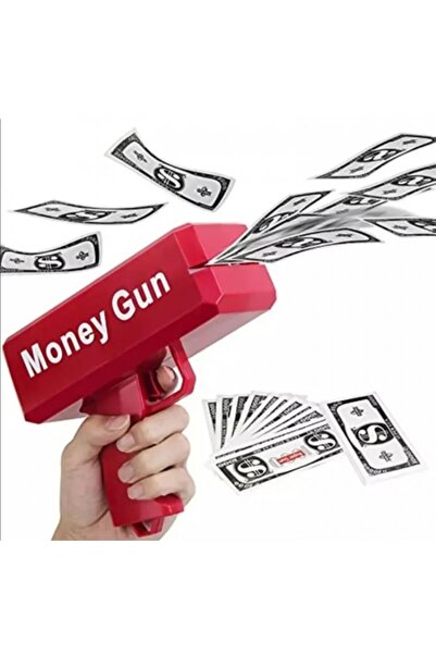 dalimag Money Gun, Pistol de aruncat bani, Pentru Petreceri Bancnote Incluse, Rosu, 19 cm