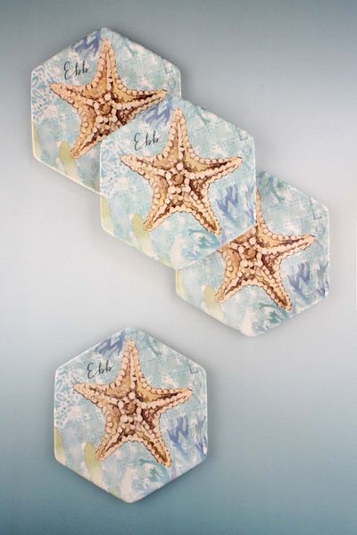 Bursa Porselen Dekor Seaside 4 Pieces Dessert/Cookies Plate