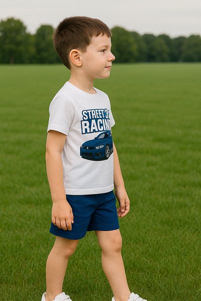 Yalçınoğlu Kids Set pantaloni scurți cu imprimeu cu caractere pentru băieți - bumbac, buzunar, talie elastică - set de vară pentru copii