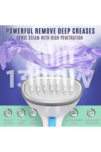 fulina 15 second heat up handheld iron with large 300ml water tank and 3 continuous steam modes