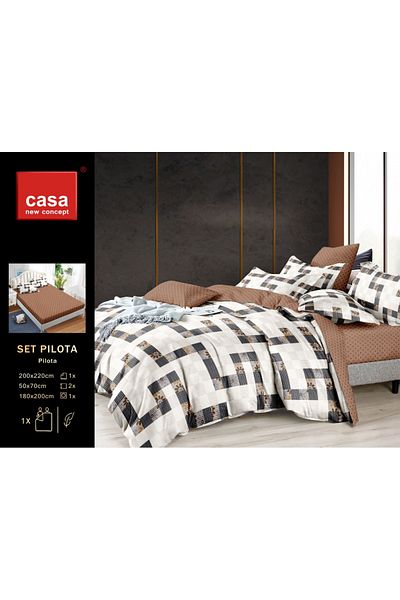 Casa New Concept 4-Piece Microfiber Bed Linen 200x220cm, Fitted Sheet 180x200cm, Casa New Concept