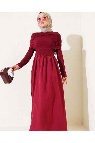 modasindoma Women's Shawl Detailed Dress