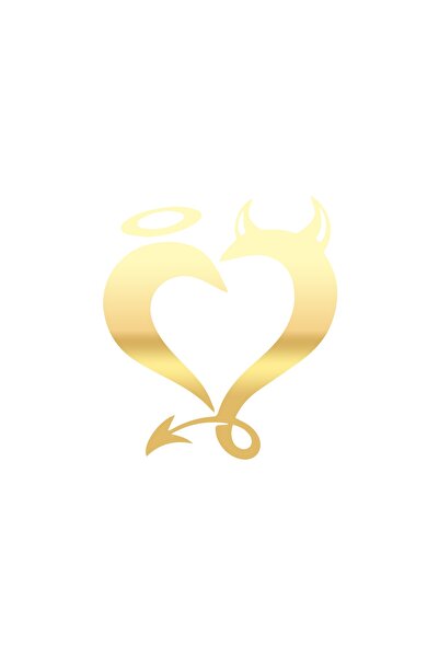 Reysa Tasarım ملصق قلب الشيطان مقاس 17×17 سم ذهبي