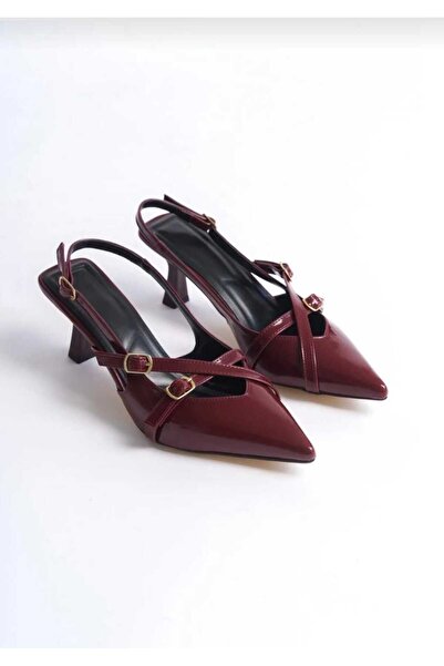 SU PERİSİ Women's Double Banded Buckle Detail Patent Leather Pointed Toe Wedding Wedding Bridal Shoes