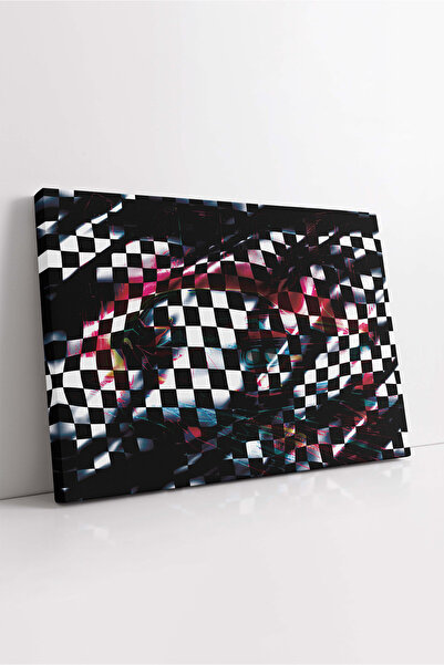 KOSS Dijital Tablou de pânză cu iluzie optică, pânză alb-negru, pictură cu st...