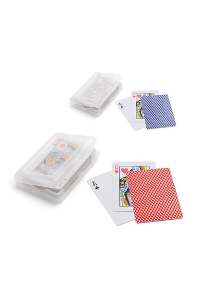 dalimag Pachet de 54 de carti in hartie laminata, rosu, albastru, cutie plastic