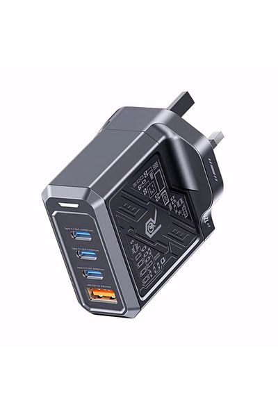 Remax Mena 120W Fast Charger 4 Ports (3 Type-C + 1 USB-A) 100W for Laptops, 65W & 30W for Phones