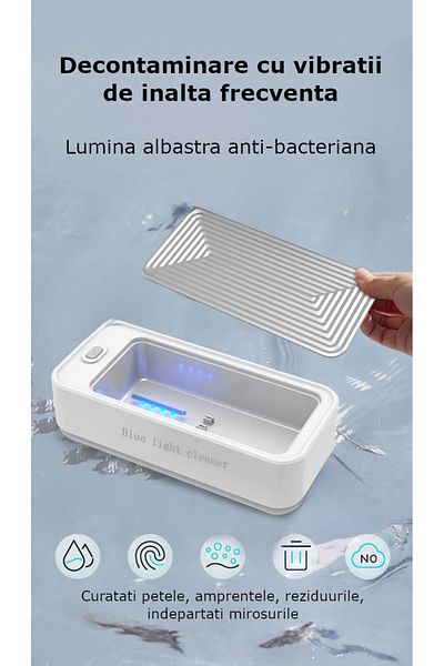 Influential Tech Ultrasonic Cleaner for Jewelry & Glasses, 550ml, UV Sterilization, 45kHz, White
