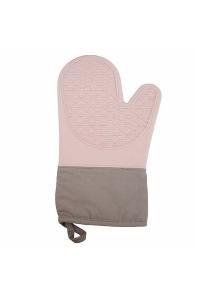 PUFO Cuisine silicone oven mitt for grill or oven, lined, 30 cm, pale pink