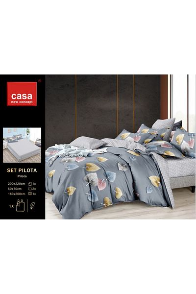 Casa New Concept 4-Piece Microfiber Bed Linen 200x220cm, Fitted Sheet 180x200cm, Casa New Concept