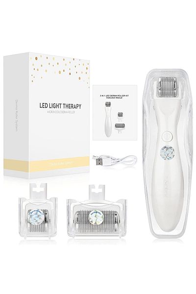 Influential Tech Professional Mesotherapy Roller, 540 Needles, 3 Heads, LED Light, Skin Rejuvenation, 500mAh