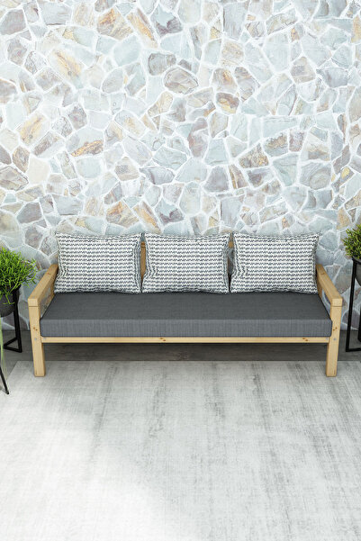 woodwork antalya Rustik Üçlü Ahşap Kanepe Natural Renk