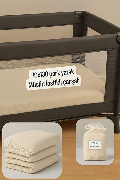 Tly Home Textiles Baby & Child Muslin Elastic Bed Sheet (Park Bed Compatible)