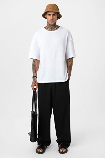 VAMOSCLO Πίσω κείμενο με τύπωμα oversized Πλεκτό μπλουζάκι Λευκό