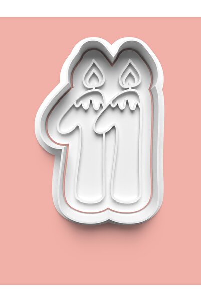 AKTASTORE قالب لعشرة أرقام من البسكويت وقالب لعجينة السكر مع شكل شمعة - رقم 11