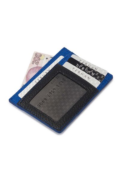 Tergan Black Leather Unisex Credit Card Holder - S1Kk00001676-T0V