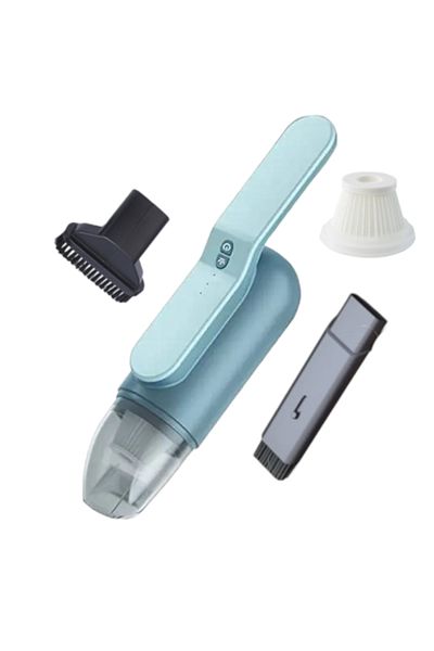Influential Tech Aspirator portabil fără fir 2 în 1 pentru mașină și casă, 80 W, lumină UV, 3000 mAh, albastru