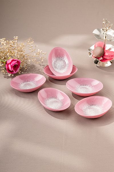 Emsan Pastel 6 Piece Glass Gondola 12 cm Pink