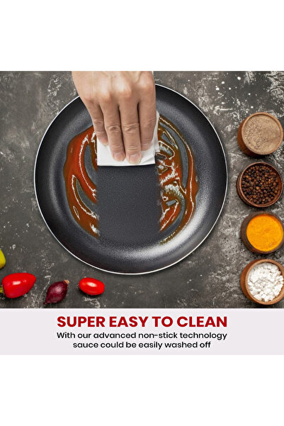 Sweet Home Non-Stick 4pcs Cookware Set with Frypan and casserole,Heat-Resistant Handle, Lid and Laddle Included