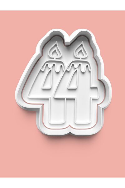 AKTASTORE قالب كوكيز وعجينة السكر بأرقام أربعة وأربعين مع شكل شمعة - رقم 44