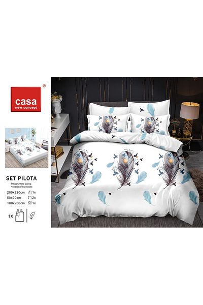 Casa New Concept 4-Piece Microfiber Bed Linen 200x220cm, Fitted Sheet 180x200cm, Casa New Concept