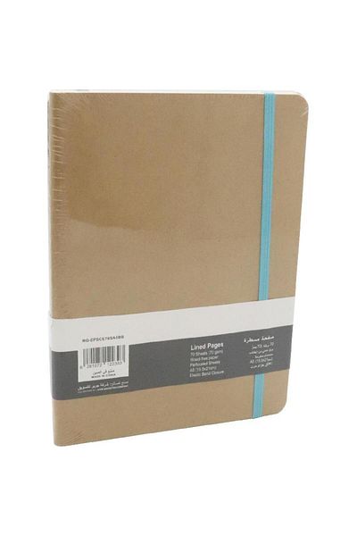 Roco Solid Notebook – A5, 140 Pages (70 Sheets), Lined, Elastic Band, Black/Blue