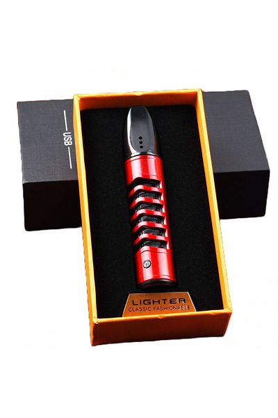 Influential Tech Portable Ashtray with USB Lighter, Cigarette Holder, Ash Prevention, Red
