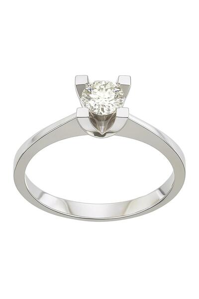 Tuğrul Kuyumculuk JTR Sertifikalı 0.42 Ct Tektaş Pırlanta Yüzük – 14 Ayar Beyaz Altın