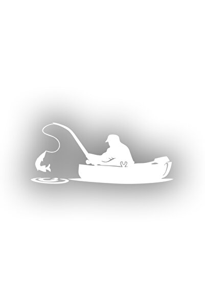 Reysa Tasarım ملصق صياد السمك مقاس 17x17 سم باللون الأبيض