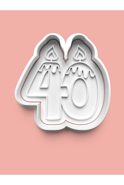 AKTASTORE قالب كوكيز بأرقام أربعة وأربعين مع شكل شمعة وقالب عجينة السكر - رقم 40