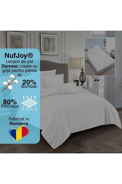 NufJoy Double bed linen DAMASK 6 pieces, Fitted sheet for mattress 160x200 cm or 180x200 cm