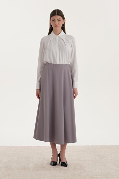 ipekton studio Elastic Waist Flared Skirt Gray
