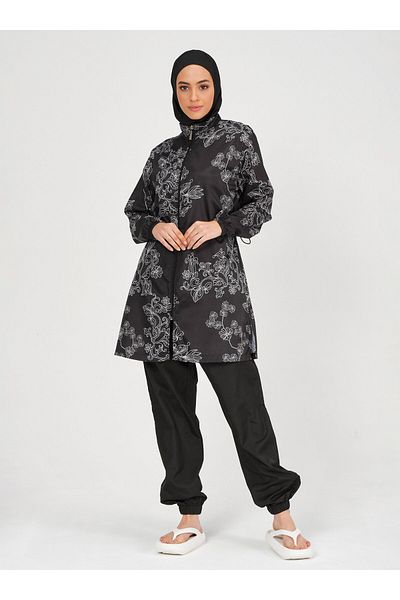ALFASA Μαγιό Hijab με μοτίβο κεντήματος - - Μαύρο -