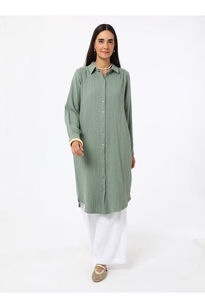 Benin Cotton Muslin Tunic - Mint Green - Benin